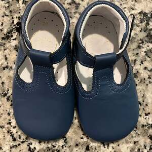 Pepa London Navy Leather T-Bar Baby Shoes